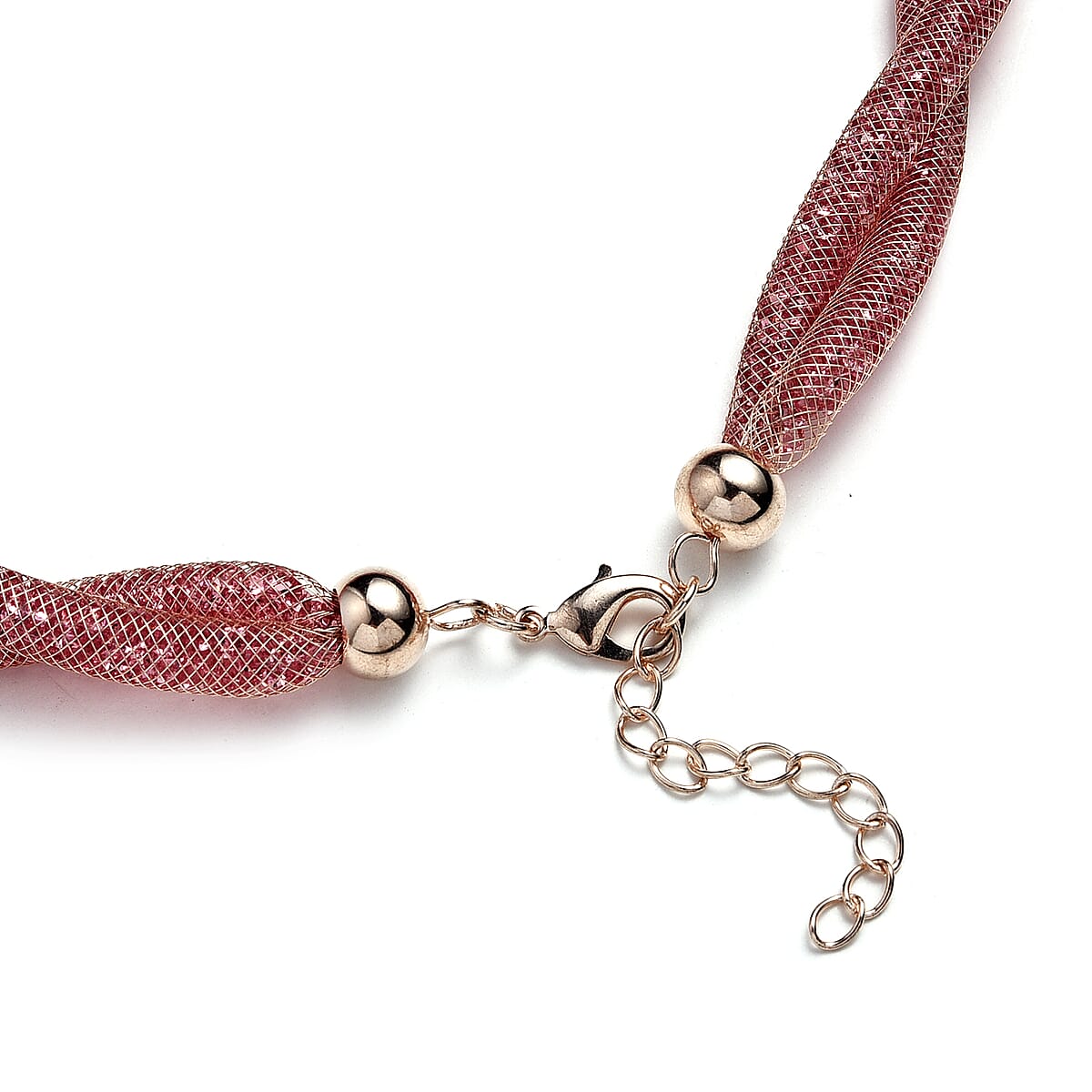 PInk Austrian Crystal Twisted Rope Necklace in Rosetone 20-22 Inches image number 4