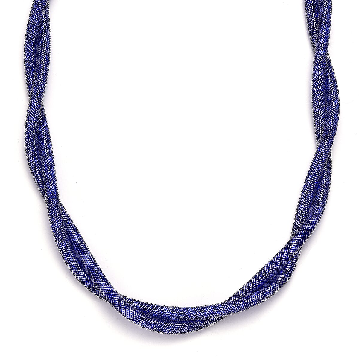 Blue Austrian Crystal Twisted Rope Necklace in Silvertone 20-22 Inches image number 0