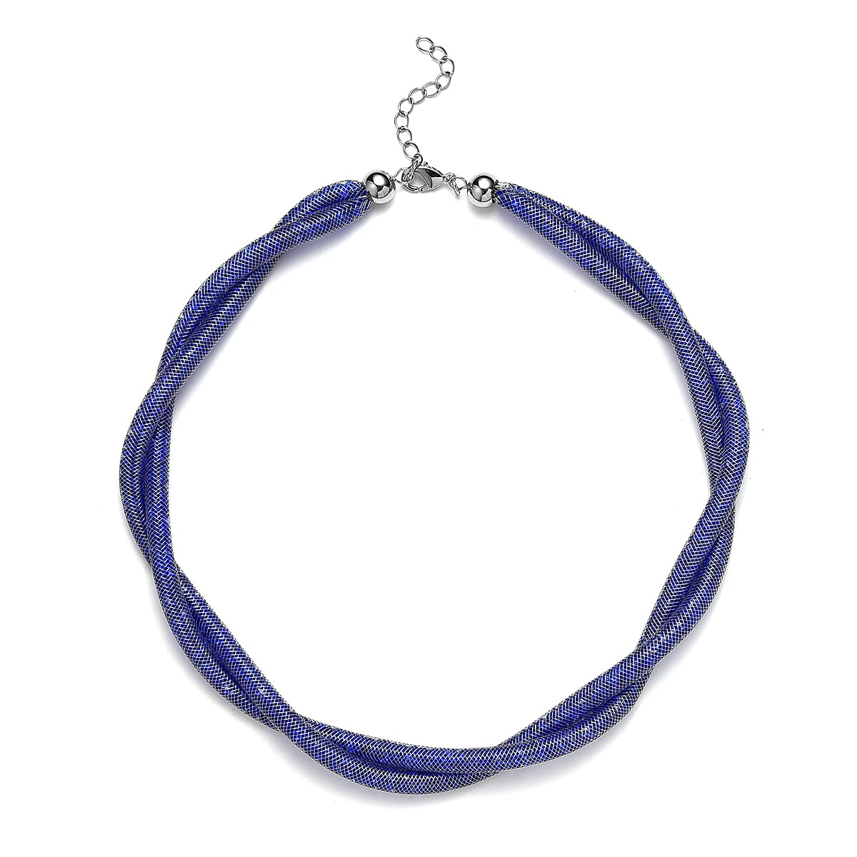 Blue Austrian Crystal Twisted Rope Necklace in Silvertone 20-22 Inches image number 3
