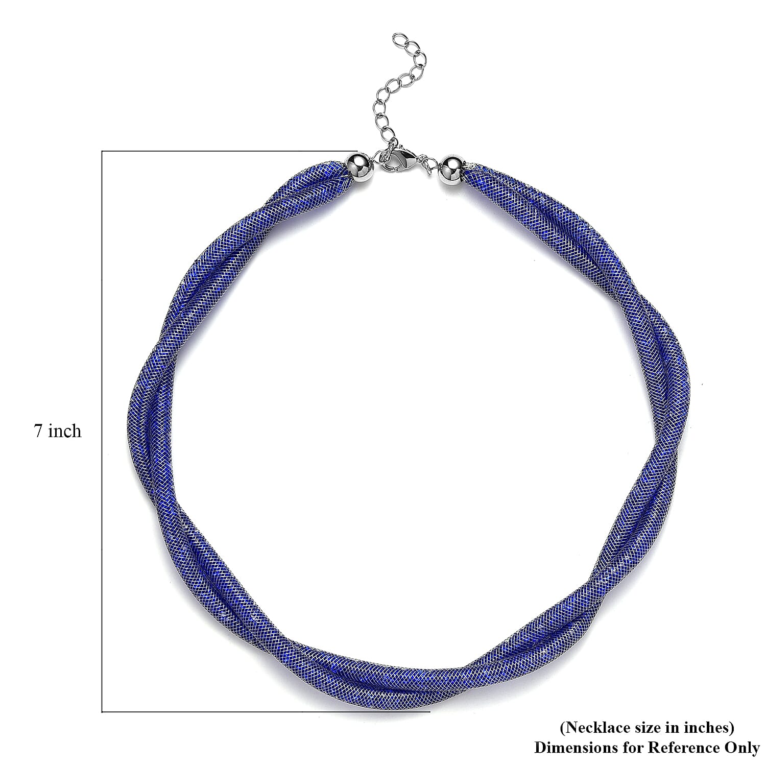 Blue Austrian Crystal Twisted Rope Necklace in Silvertone 20-22 Inches