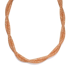 Champagne Austrian Crystal Twisted Rope Necklace in Goldtone 20-22 Inches