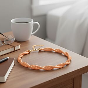 Champagne Austrian Crystal Twisted Rope Necklace in Goldtone 20-22 Inches