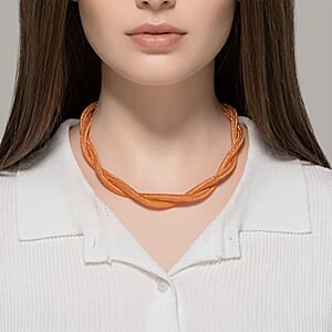 Champagne Austrian Crystal Twisted Rope Necklace in Goldtone 20-22 Inches