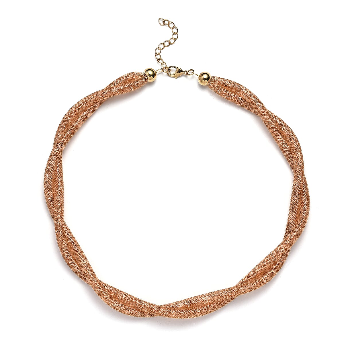 Champagne Austrian Crystal Twisted Rope Necklace in Goldtone 20-22 Inches image number 3