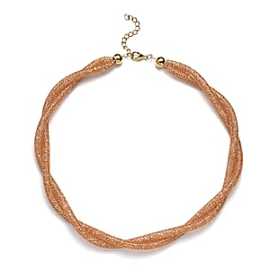 Champagne Austrian Crystal Twisted Rope Necklace in Goldtone 20-22 Inches