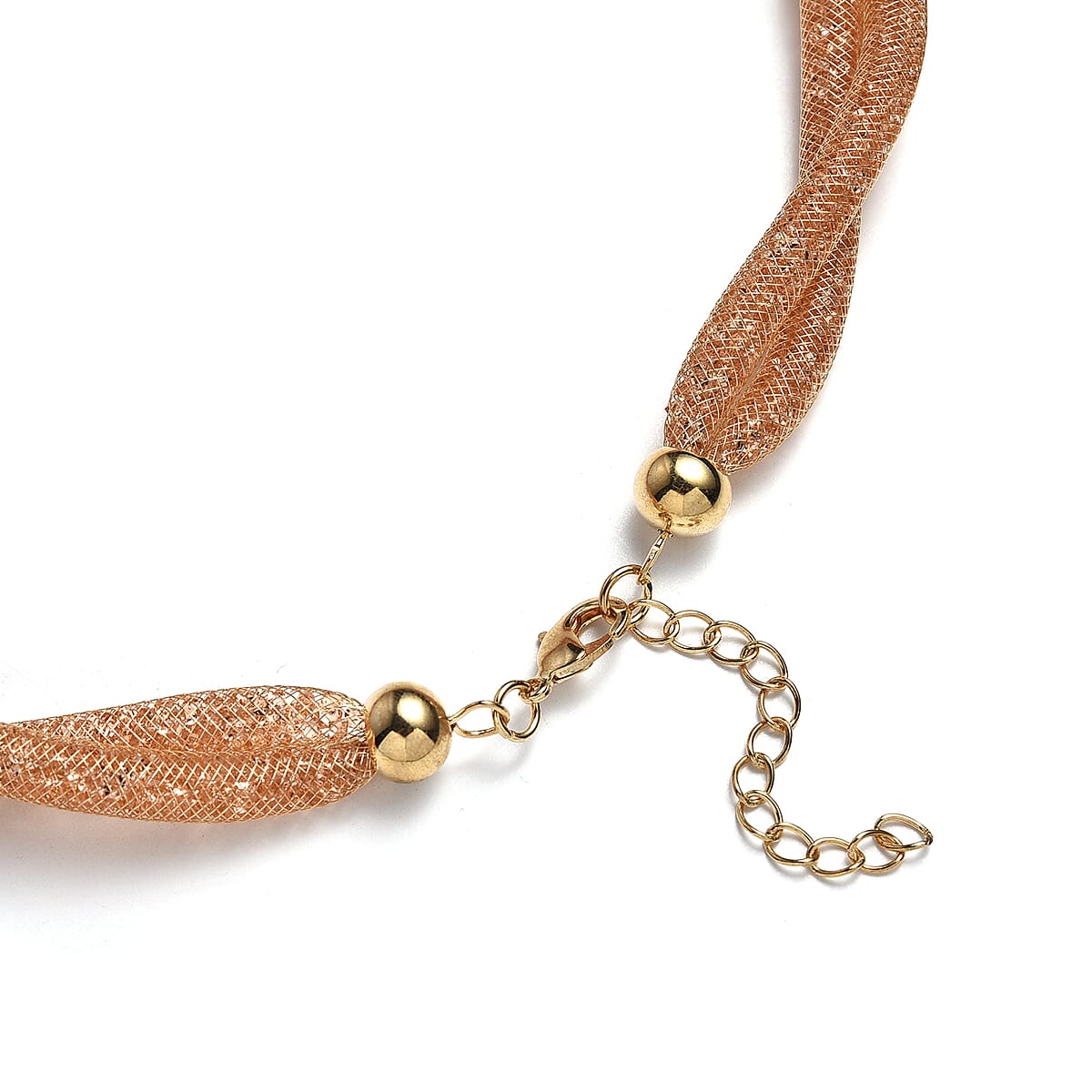 Champagne Austrian Crystal Twisted Rope Necklace in Goldtone 20-22 Inches image number 4