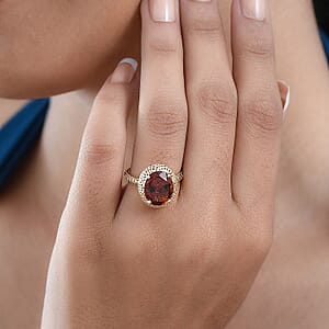 Doorbuster Mirage Collection Premium Red Citrine 4.15 ctw Golden Fire Lace Ring in 10K Yellow Gold (Size 10.0)