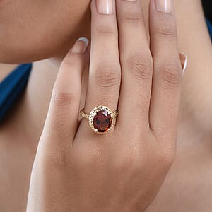  Mirage Collection Premium Red Citrine 4.15 ctw Golden Fire Lace Ring in 10K Yellow Gold (Size 6.0)