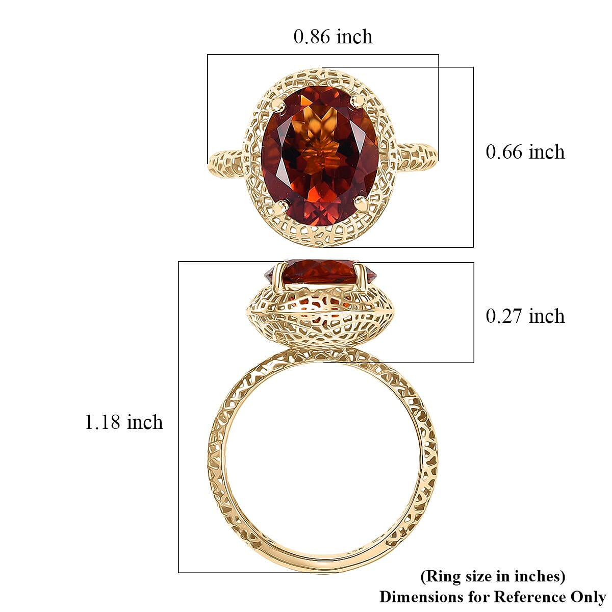  Mirage Collection Premium Red Citrine 4.15 ctw Golden Fire Lace Ring in 10K Yellow Gold (Size 6.0) image number 5