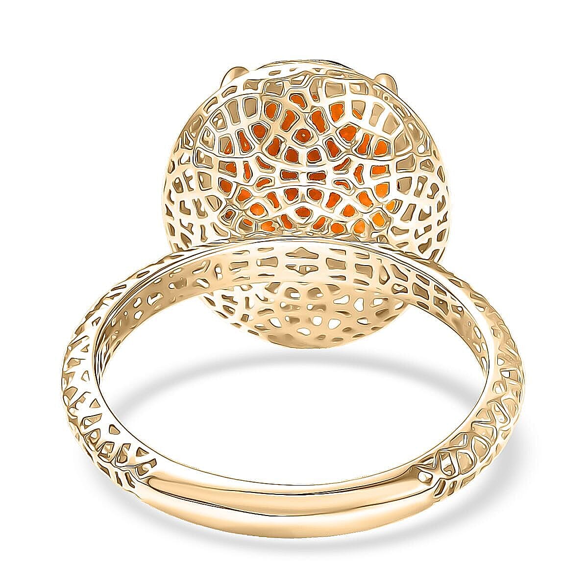 Doorbuster Mirage Collection Premium Red Citrine 4.15 ctw Golden Fire Lace Ring in 10K Yellow Gold (Size 6.5) image number 4