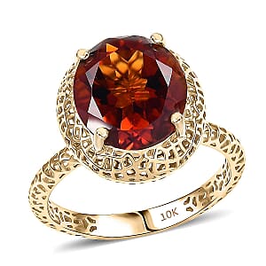 Doorbuster Mirage Collection Premium Red Citrine 4.15 ctw Golden Fire Lace Ring in 10K Yellow Gold (Size 9.5)