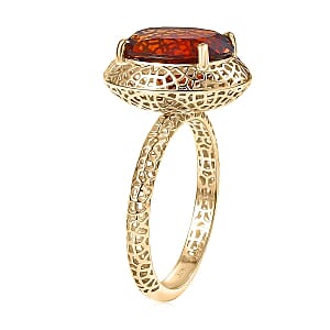  Mirage Collection Premium Red Citrine 4.15 ctw Golden Fire Lace Ring in 10K Yellow Gold (Size 9.5)