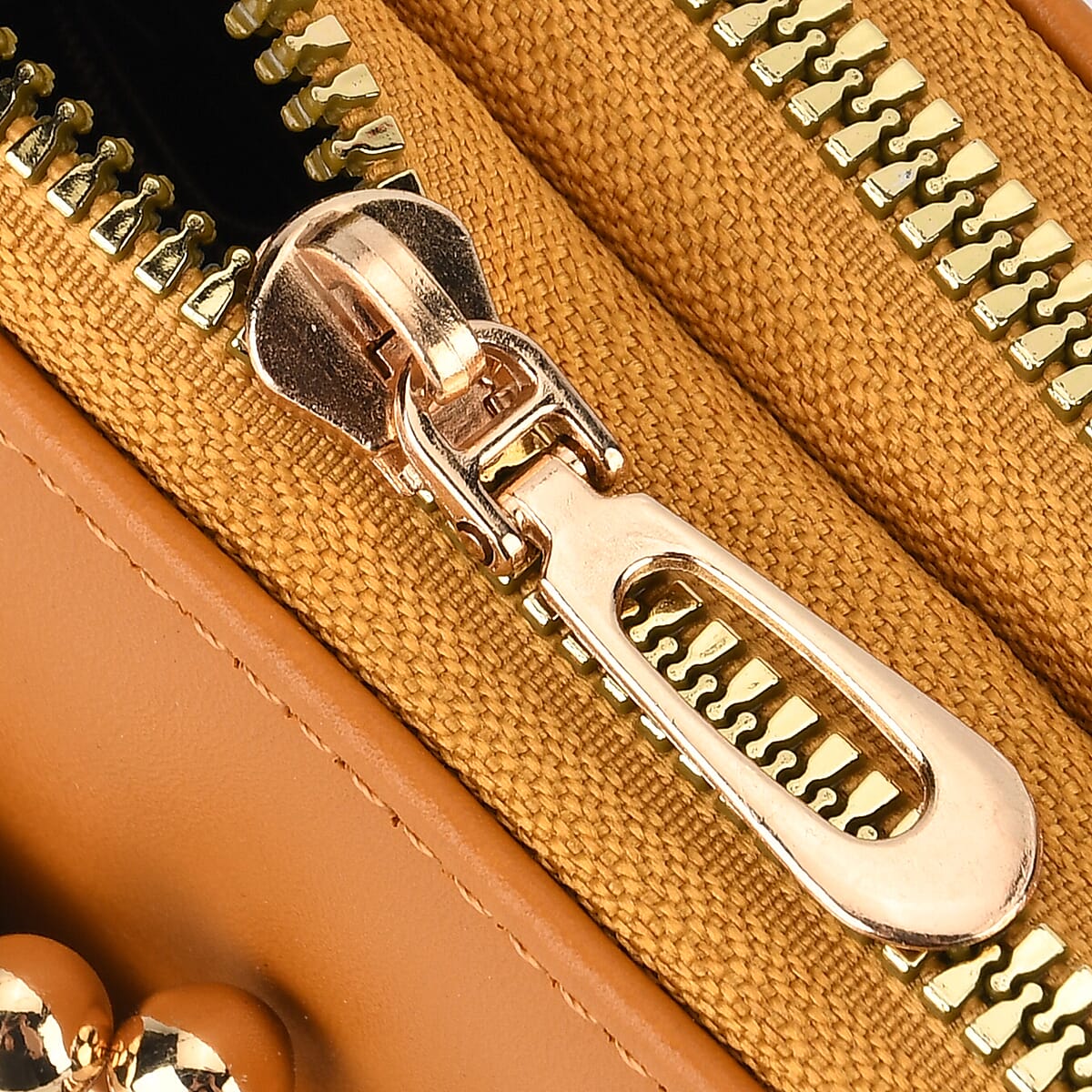 La Marey Tan Faux Leather Crossbody Cell Phone Bag image number 5