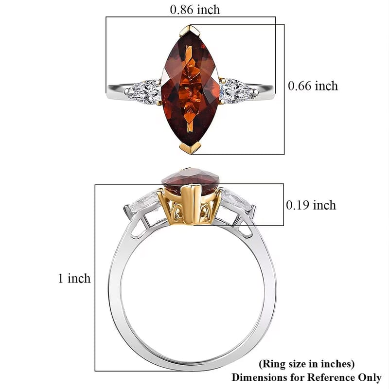 D'Joy Red Citrine, Moissanite Ring in Rhodium Over Sterling Silver 3.00 ctw (Size 6.0)