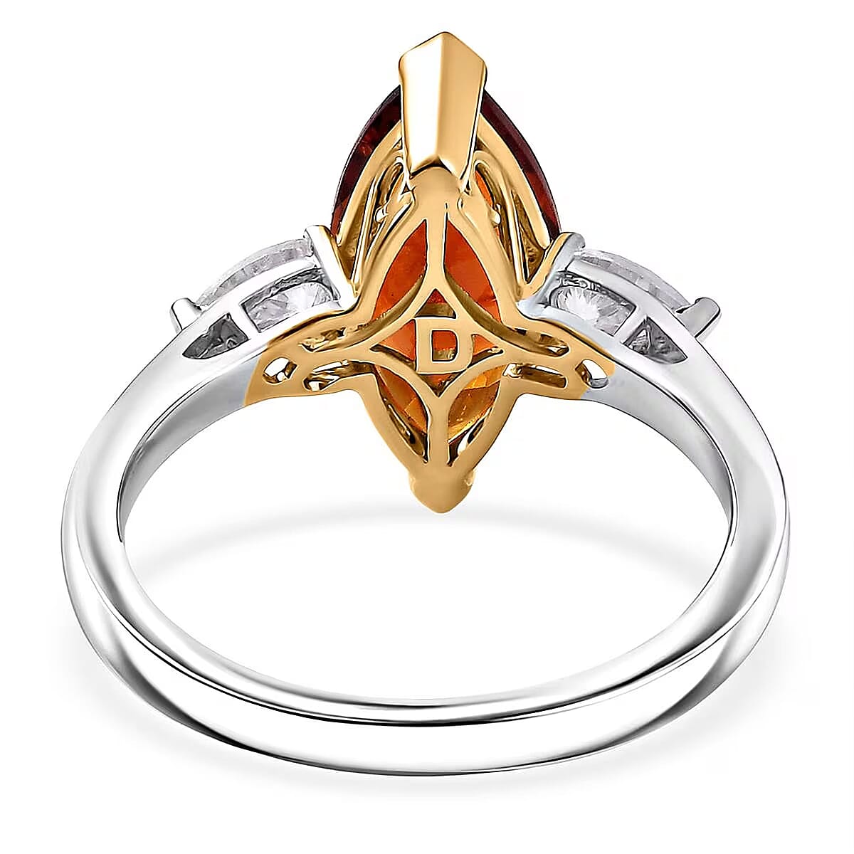Doorbuster D'Joy Premium Red Citrine and Moissanite 3.00 ctw Wings of Fire Ring in Rhodium Over Sterling Silver (Size 8.0) image number 7