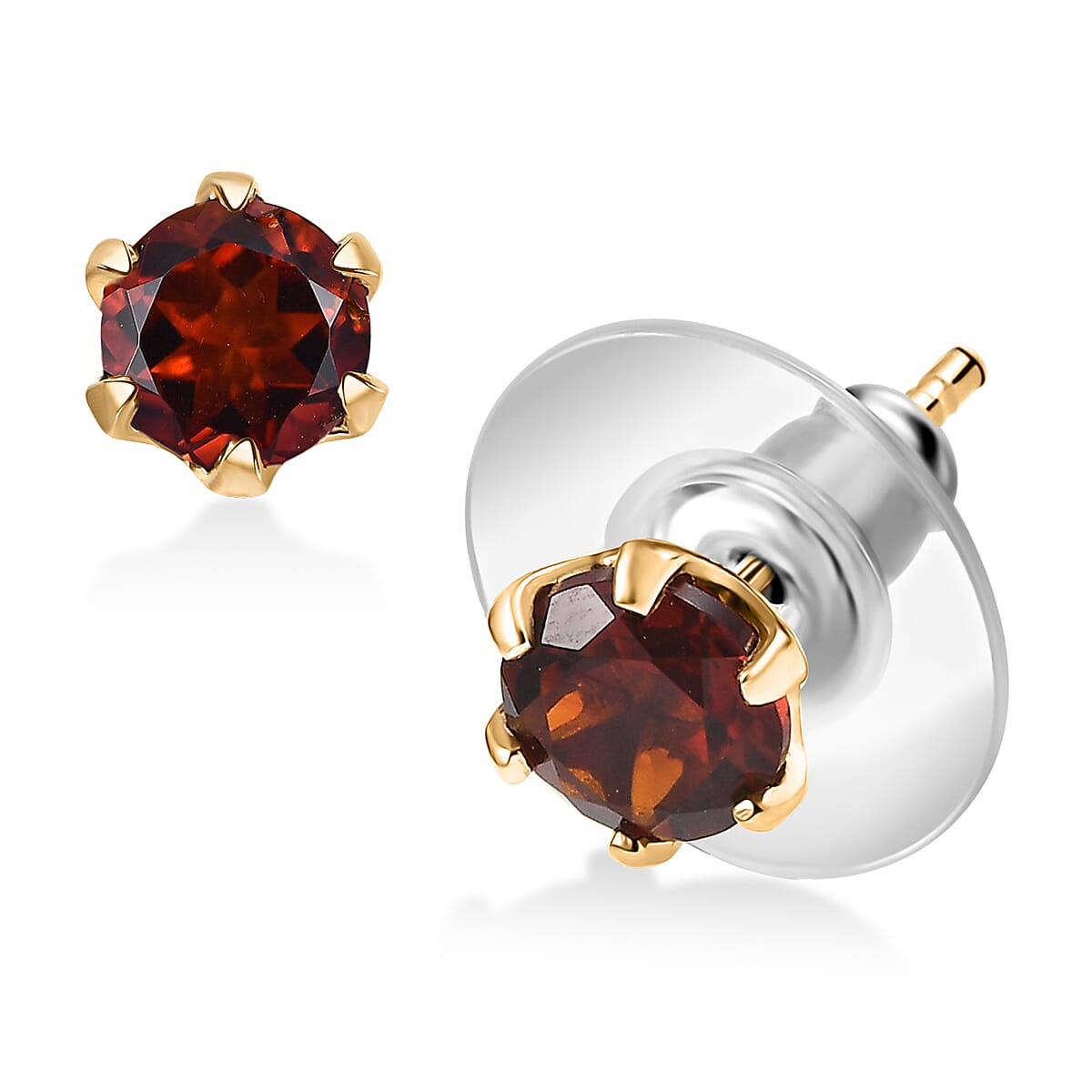 D'Joy Premium Red Citrine 1.50 ctw Stud Earrings in 18K Vermeil Yellow Gold Over Sterling Silver image number 0