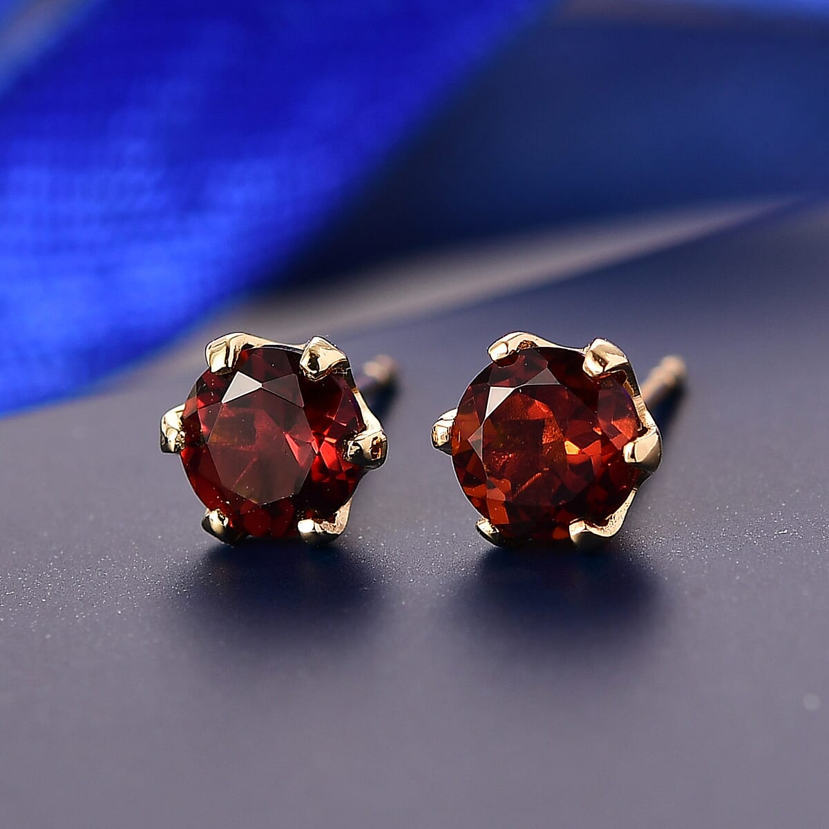 D'Joy Premium Red Citrine 1.50 ctw Stud Earrings in 18K Vermeil Yellow Gold Over Sterling Silver image number 1