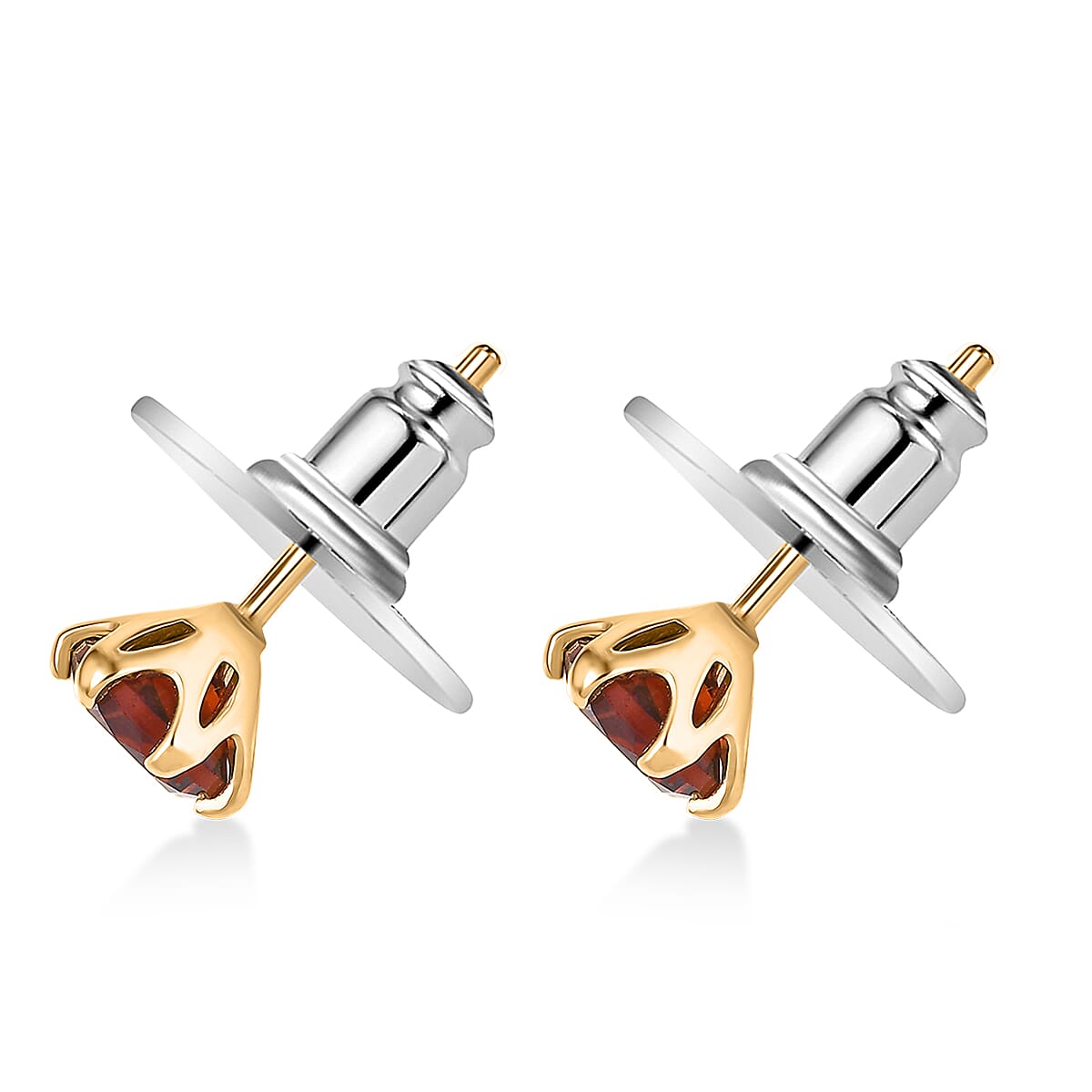 D'Joy Premium Red Citrine 1.50 ctw Stud Earrings in 18K Vermeil Yellow Gold Over Sterling Silver image number 3