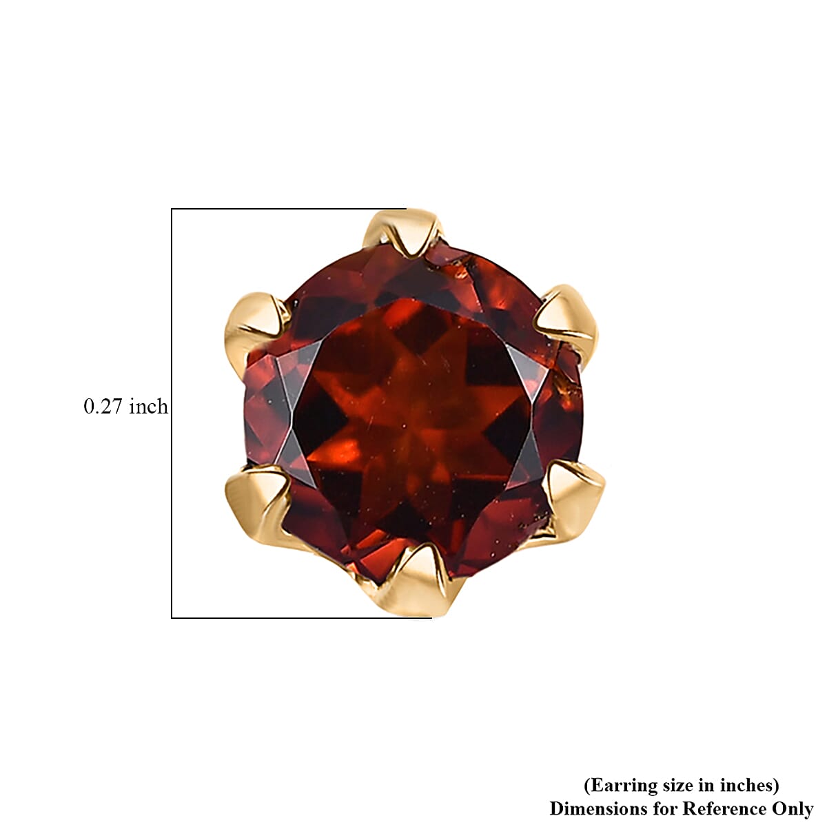 D'Joy Premium Red Citrine 1.50 ctw Stud Earrings in 18K Vermeil Yellow Gold Over Sterling Silver image number 4