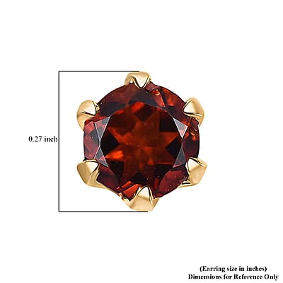 D'Joy Premium Red Citrine 1.50 ctw Stud Earrings in 18K Vermeil Yellow Gold Over Sterling Silver