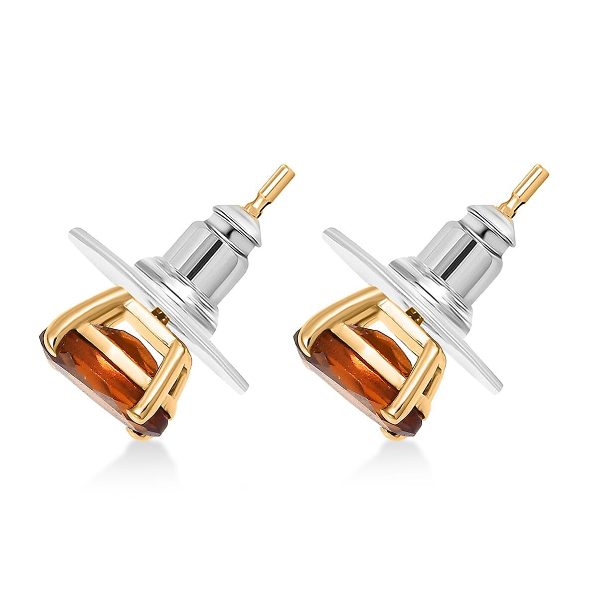 D'Joy Premium Red Citrine 1.35 ctw Stud Earrings in 18K Vermeil Yellow Gold Over Sterling Silver image number 3