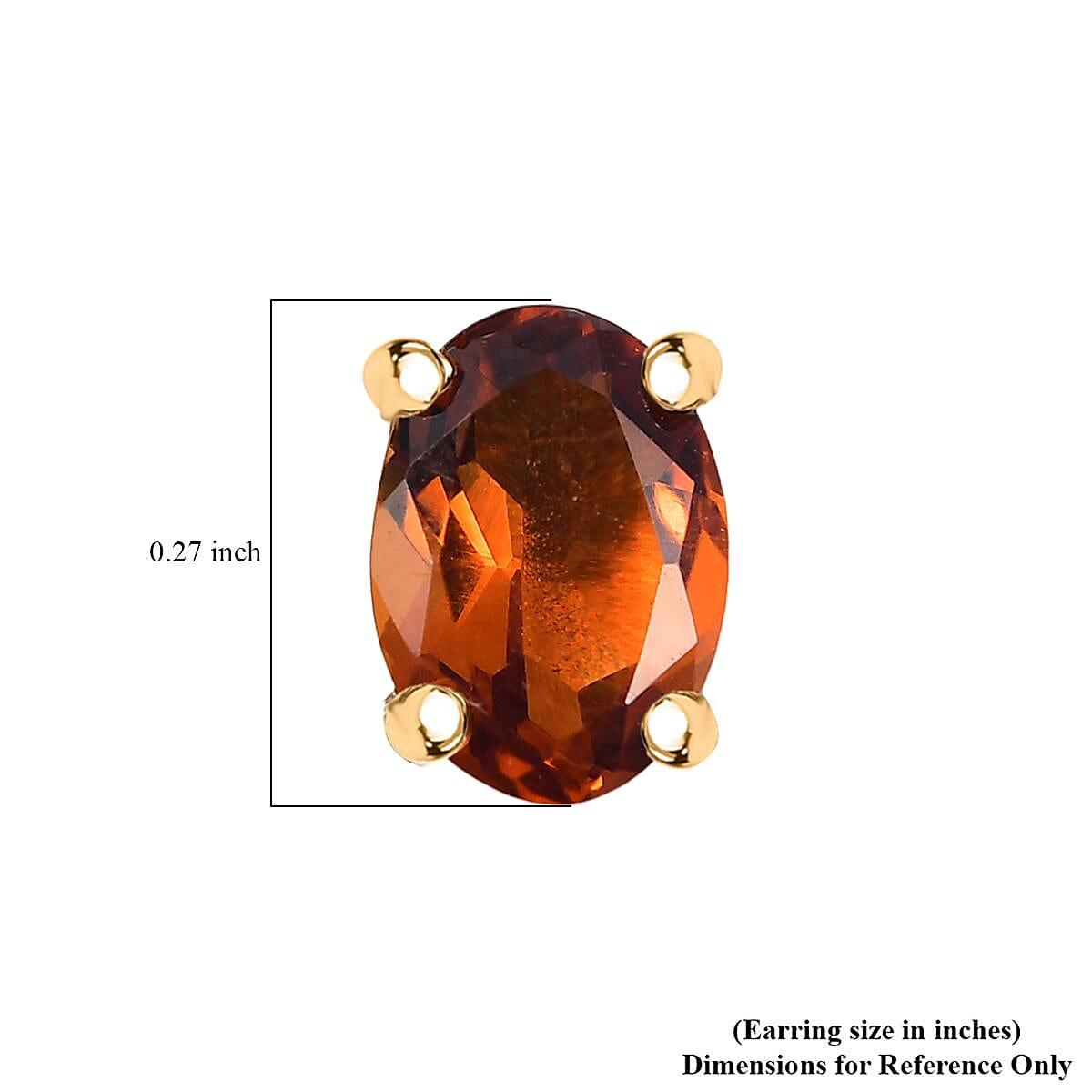 D'Joy Premium Red Citrine 1.35 ctw Stud Earrings in 18K Vermeil Yellow Gold Over Sterling Silver image number 4
