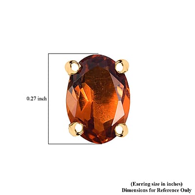 D'Joy Premium Red Citrine 1.35 ctw Stud Earrings in 18K Vermeil Yellow Gold Over Sterling Silver