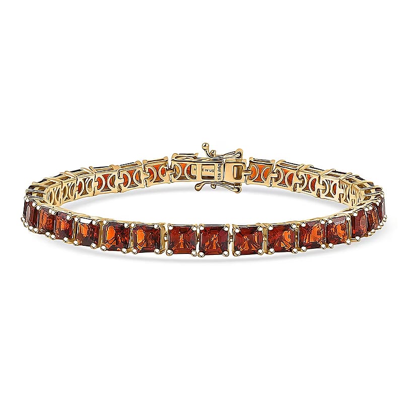 D'Joy Premium Red Citrine 17.80 ctw Eternal Blaze Bracelet in 18K Vermeil Yellow Gold Over Sterling Silver (7.25 In)