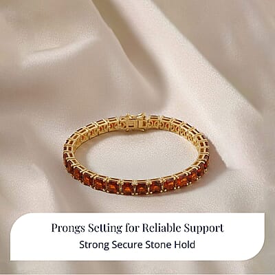 D'Joy Premium Red Citrine 17.80 ctw Eternal Blaze Bracelet in 18K Vermeil Yellow Gold Over Sterling Silver (7.25 In)