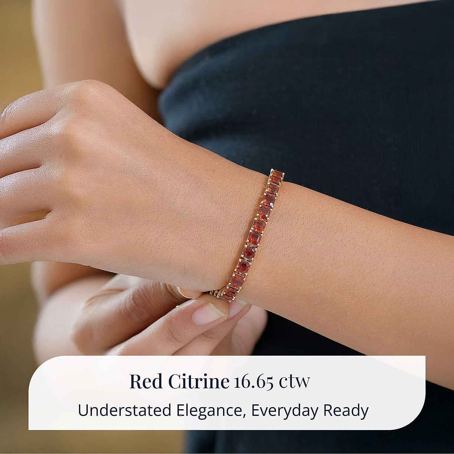 D'Joy Premium Red Citrine Bracelet in 18K Vermeil YG Over Sterling Silver (7.25 In) 17.80 ctw