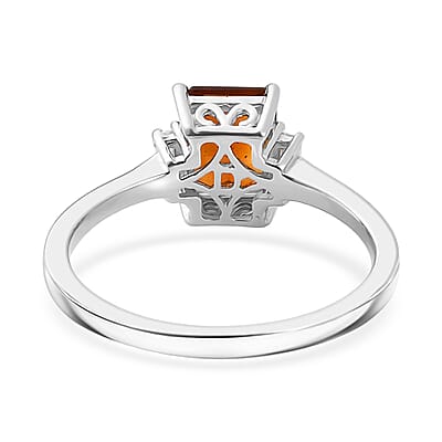 D'Joy Red Citrine and Moissanite 1.65 ctw Ring in Rhodium Over Sterling Silver (Size 10.0)