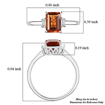 D'Joy Red Citrine and Moissanite 1.65 ctw Ring in Rhodium Over Sterling Silver (Size 10.0)