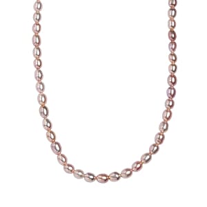 D'Joy Lavender Pearl Necklace (18 Inches) in Rhodium Over Sterling Silver