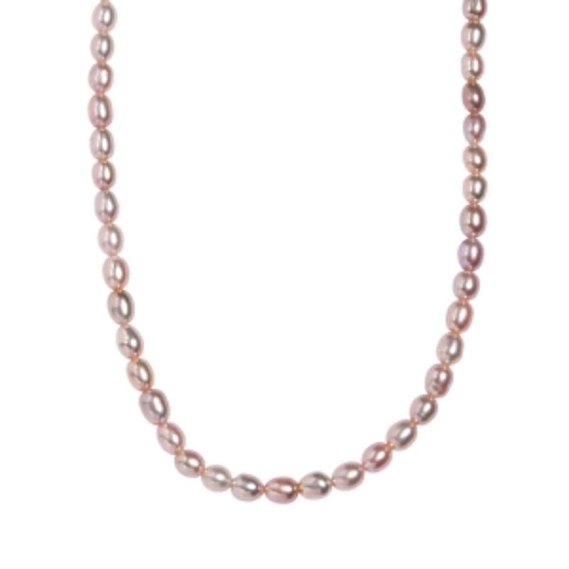 D'Joy Lavender Pearl Necklace (18 Inches) in Rhodium Over Sterling Silver