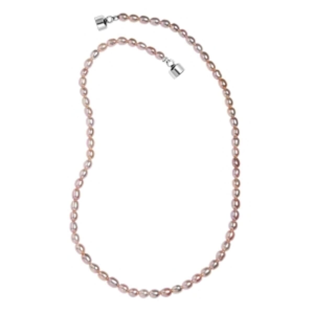 D'Joy Lavender Pearl Necklace (18 Inches) in Rhodium Over Sterling Silver image number 3