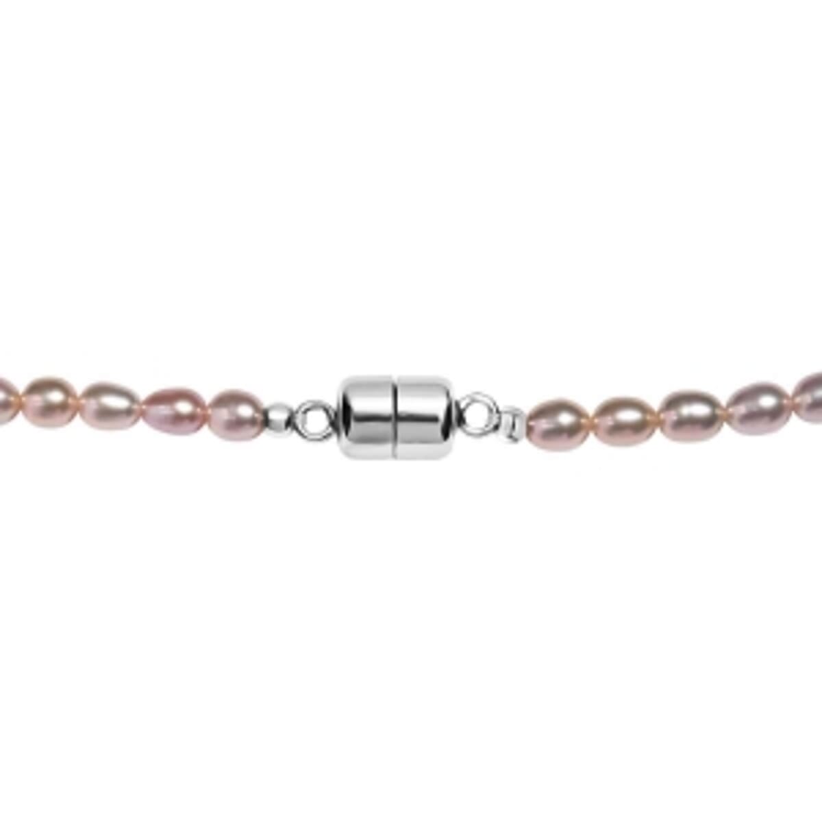 D'Joy Lavender Pearl Necklace (18 Inches) in Rhodium Over Sterling Silver image number 4