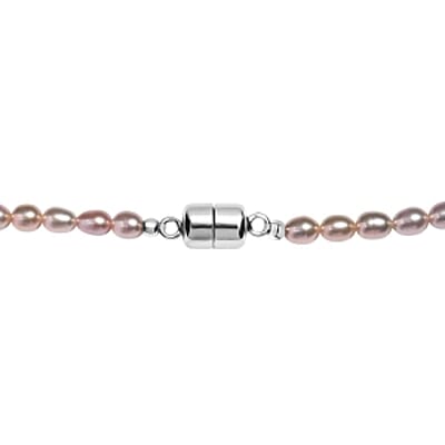 D'Joy Lavender Pearl Necklace (18 Inches) in Rhodium Over Sterling Silver