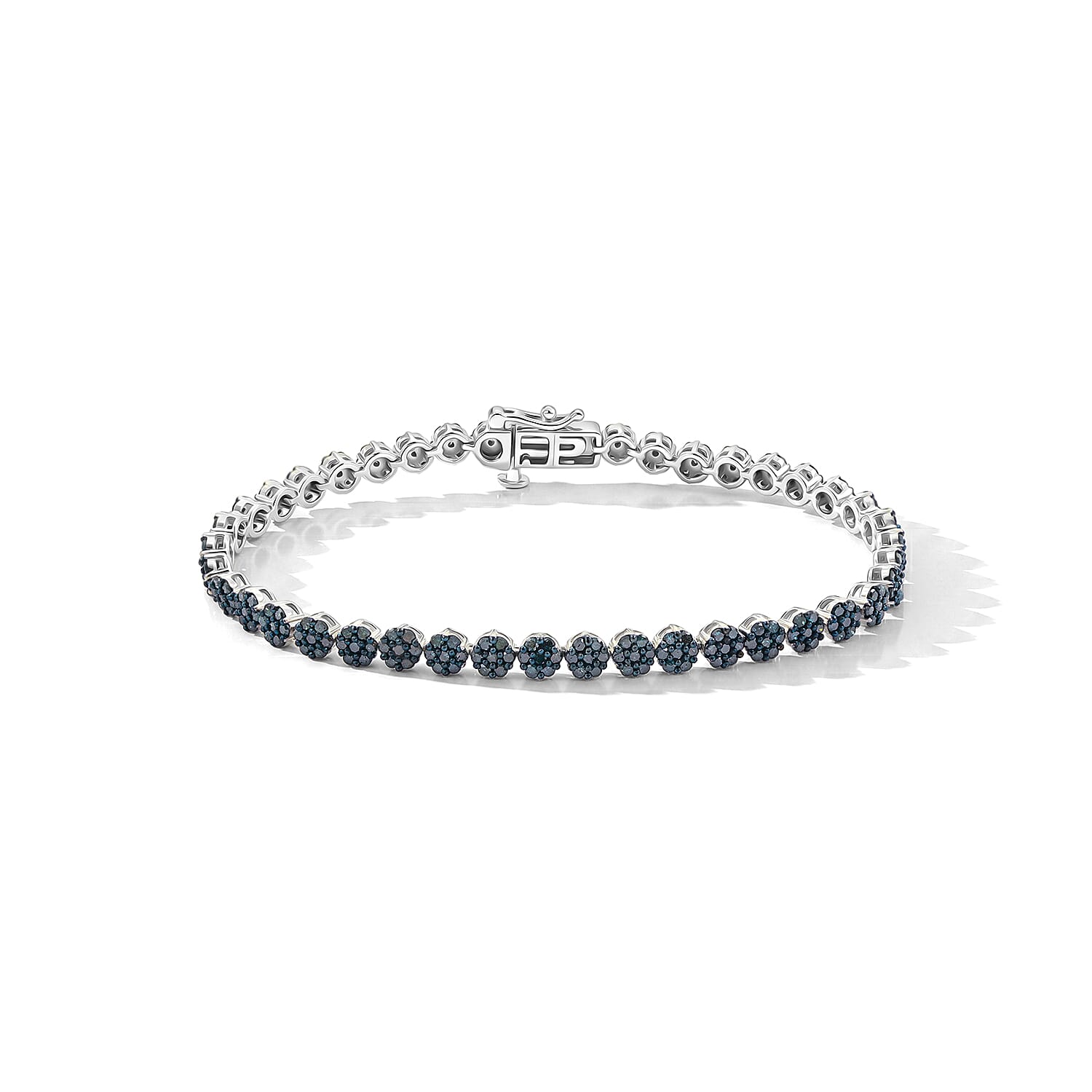 Blue Diamond  Bracelet (Size - 7) in Platinum Over Sterling Silver ,  Silver Wt. 10.61 g 3.00 ctw (7.00 In) 3.00 ctw