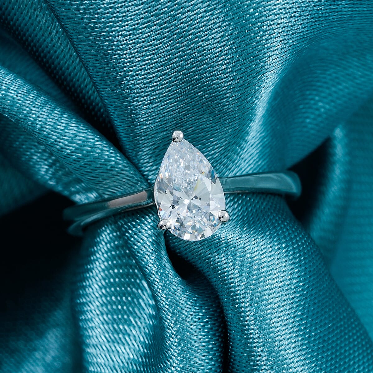 J Francis Embellished with Zirconia by Swarovski 1.30 ctw Ring in Platinum Over Sterling Silver (Size 5.0) image number 1