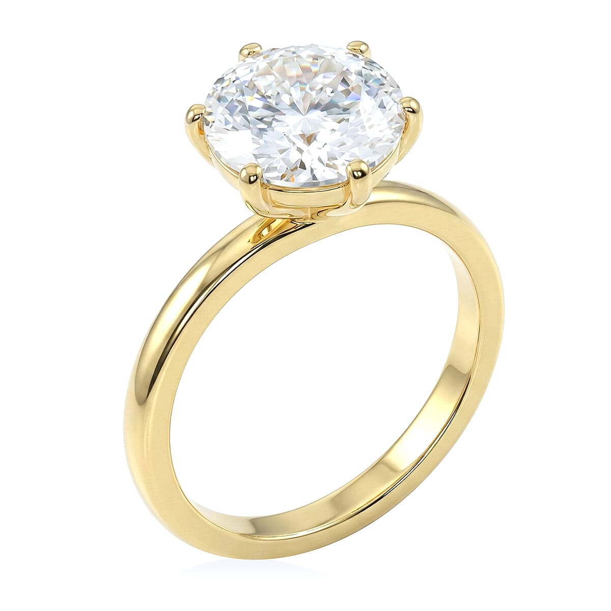Moissanite 1.00 ctw Solitaire Ring in Vermeil Yellow Gold Over Sterling Silver (Size 5.5) image number 3