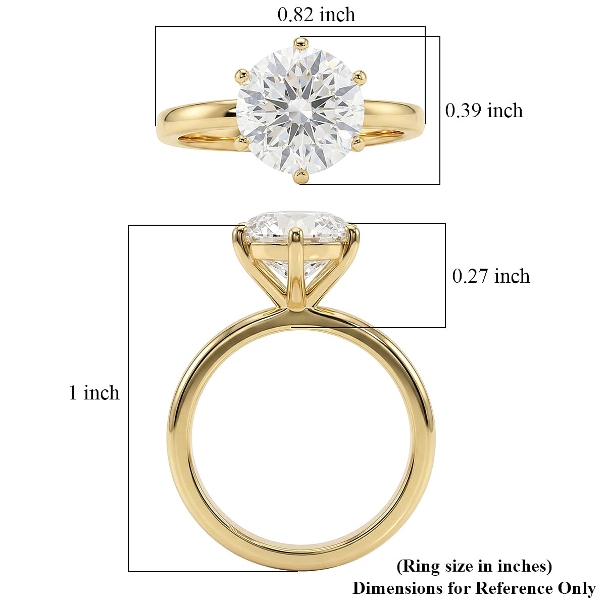Moissanite 1.00 ctw Solitaire Ring in Vermeil Yellow Gold Over Sterling Silver (Size 5.5) image number 4