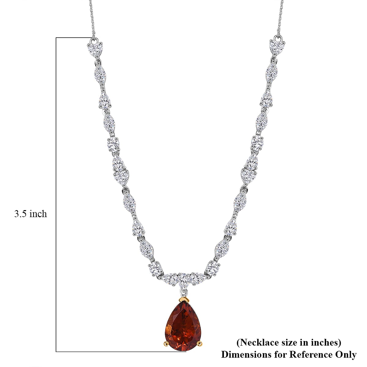 D'Joy Premium Red Citrine and Moissanite 9.65 ctw Empress Glow Necklace in 18K Vermeil YG and Rhodium Over Sterling Silver 18-20 Inches  image number 5