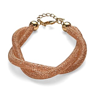 Champagne Austrian Crystal Twisted Rope Bracelet in Goldtone (8.50-10.5In)