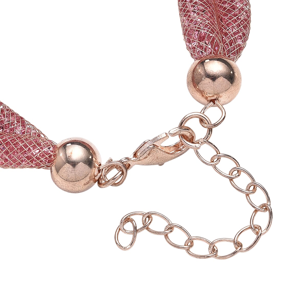 Pink Austrian Crystal Twisted Rope Bracelet in Rosetone (9.5-11.5In) image number 4