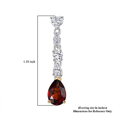 D'Joy Premium Red Citrine and Moissanite 3.60 ctw Empress Glow Earrings in 18K Vermeil YG and Rhodium Over Sterling Silver