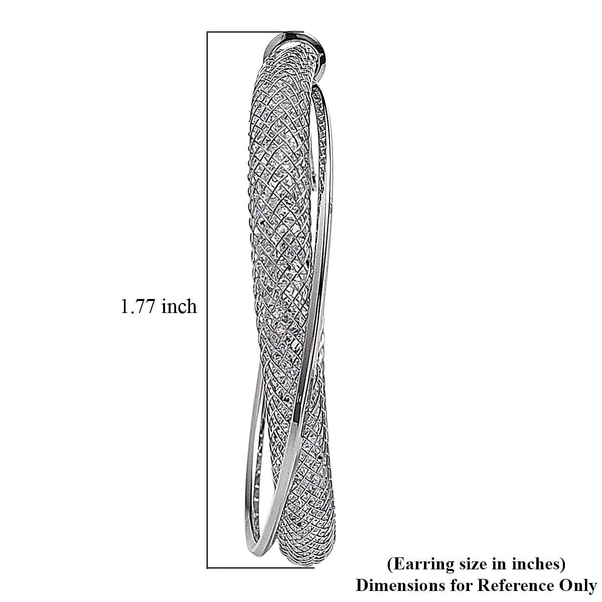 Austrian Crystal Twisted Rope Hoop Earrings in Silvertone image number 4