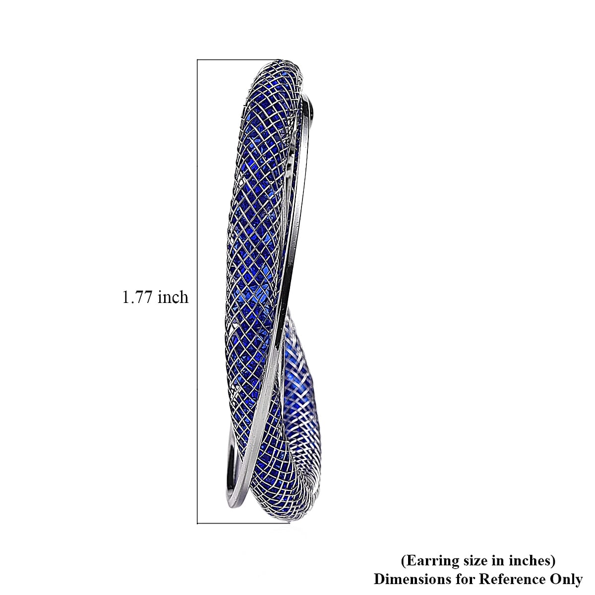 Blue Austrian Crystal Twisted Rope Hoop Earrings in Silvertone image number 4