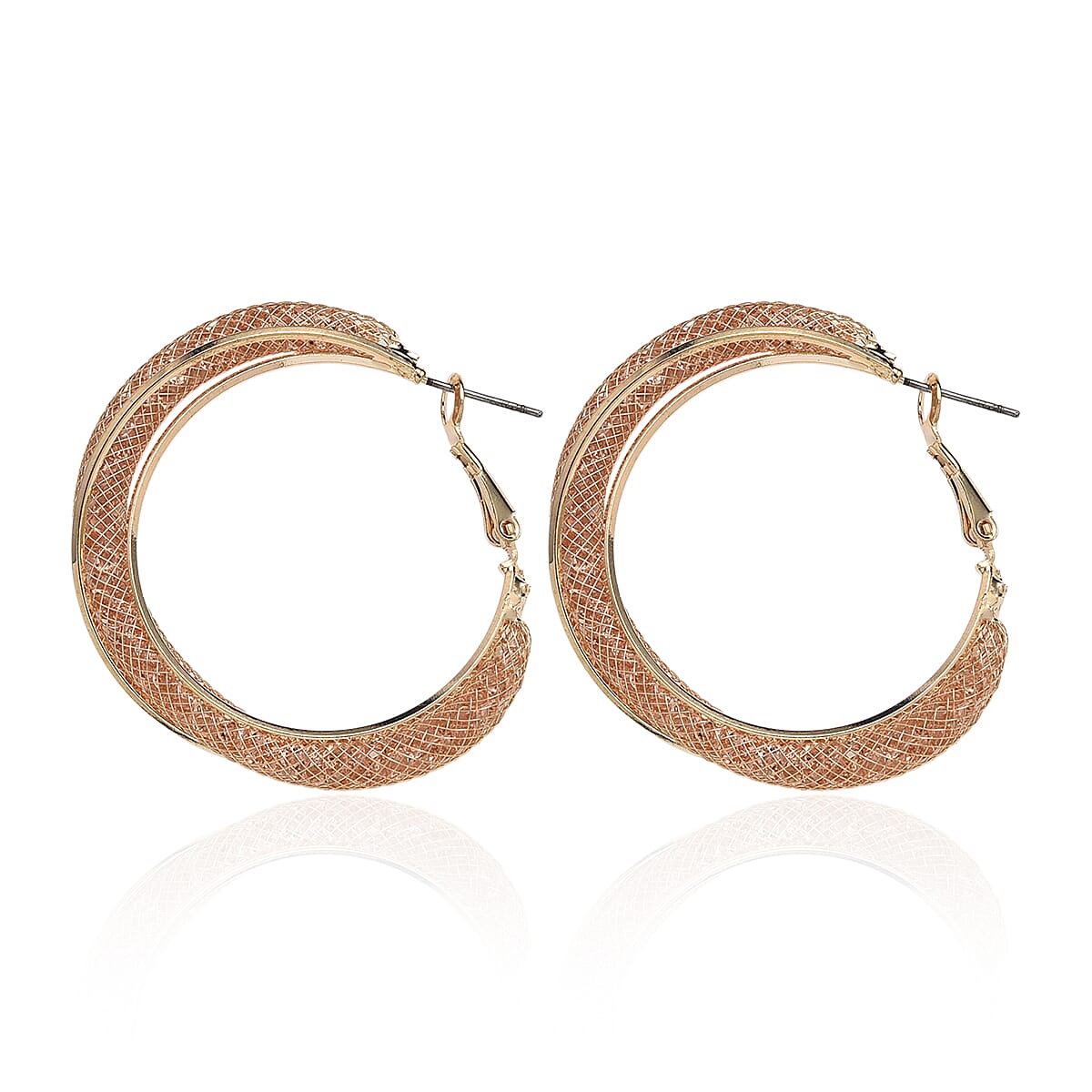 Champagne Austrian Crystal Twisted Rope Hoop Earrings in Goldtone image number 3