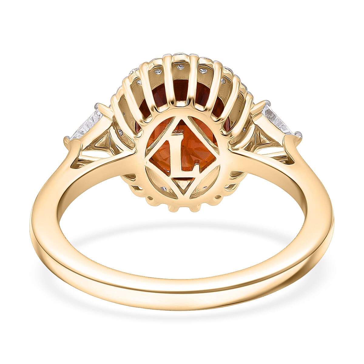 Epic Deal 10K Yellow Gold AAA Red Zircon, Luxuriant Lab Grown Diamond (E-F, VS) (0.40 cts) Ring (Size 6.0) 4.50 ctw image number 4