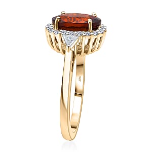 AAA Red Zircon and Luxuriant Lab Grown Diamond E-F VS 4.50 ctw Crownfire Ring in 10K Yellow Gold (Size 9.0)